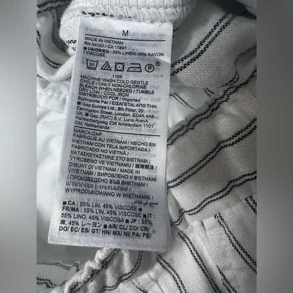 GAP Women's Easy Pant Linen black and white striped Size medium pockets - Picture 9 of 11